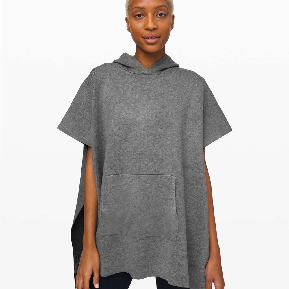 Hooded sweater poncho
